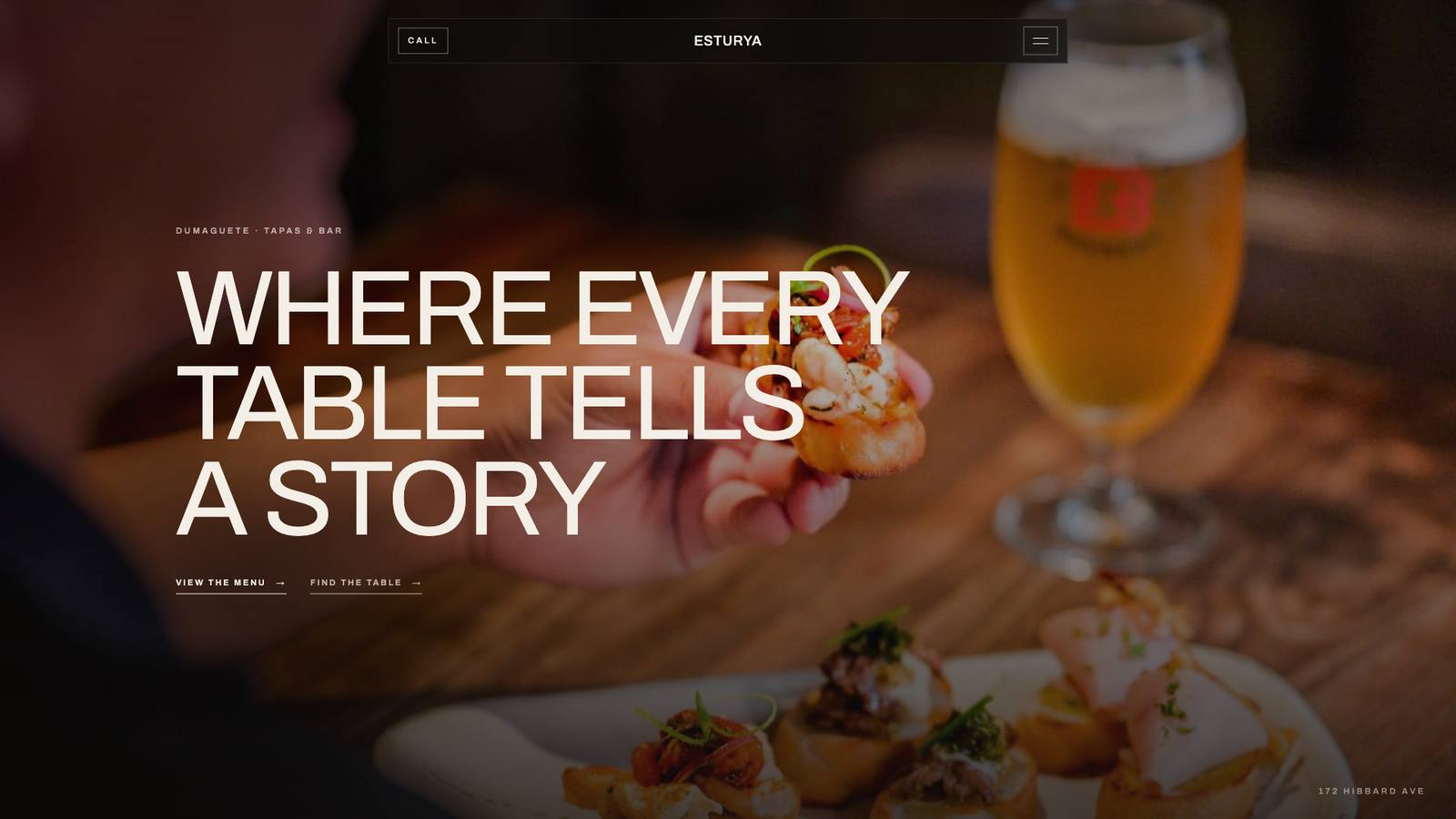 The Esturya website, front page
