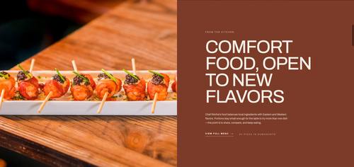 The menu page, with dishes and prices in two columns