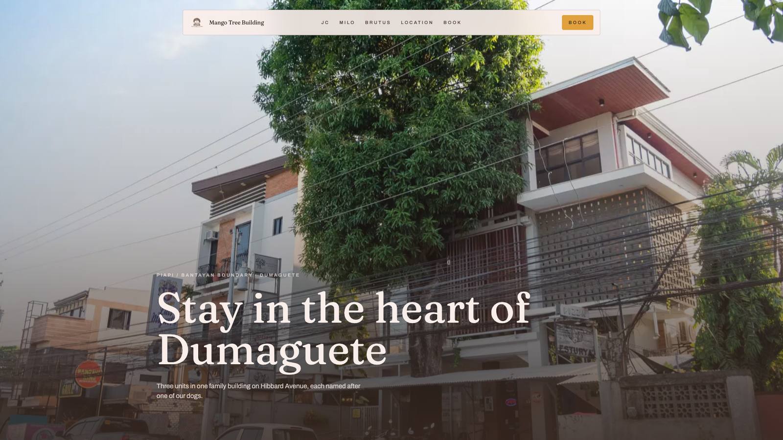 The Mango Tree website, front page